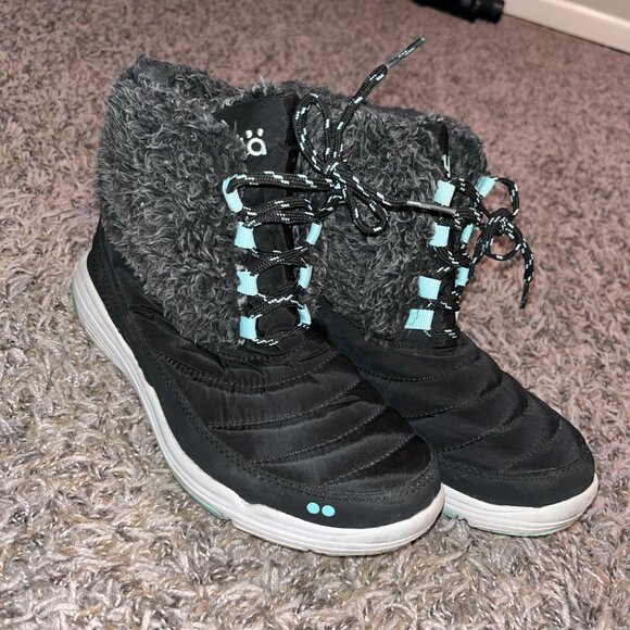 Ryka Addison Water-Repellent Lace-Up Sneaker Boots w/CSS Womens 6.5M Black Teal - Picture 2 of 9